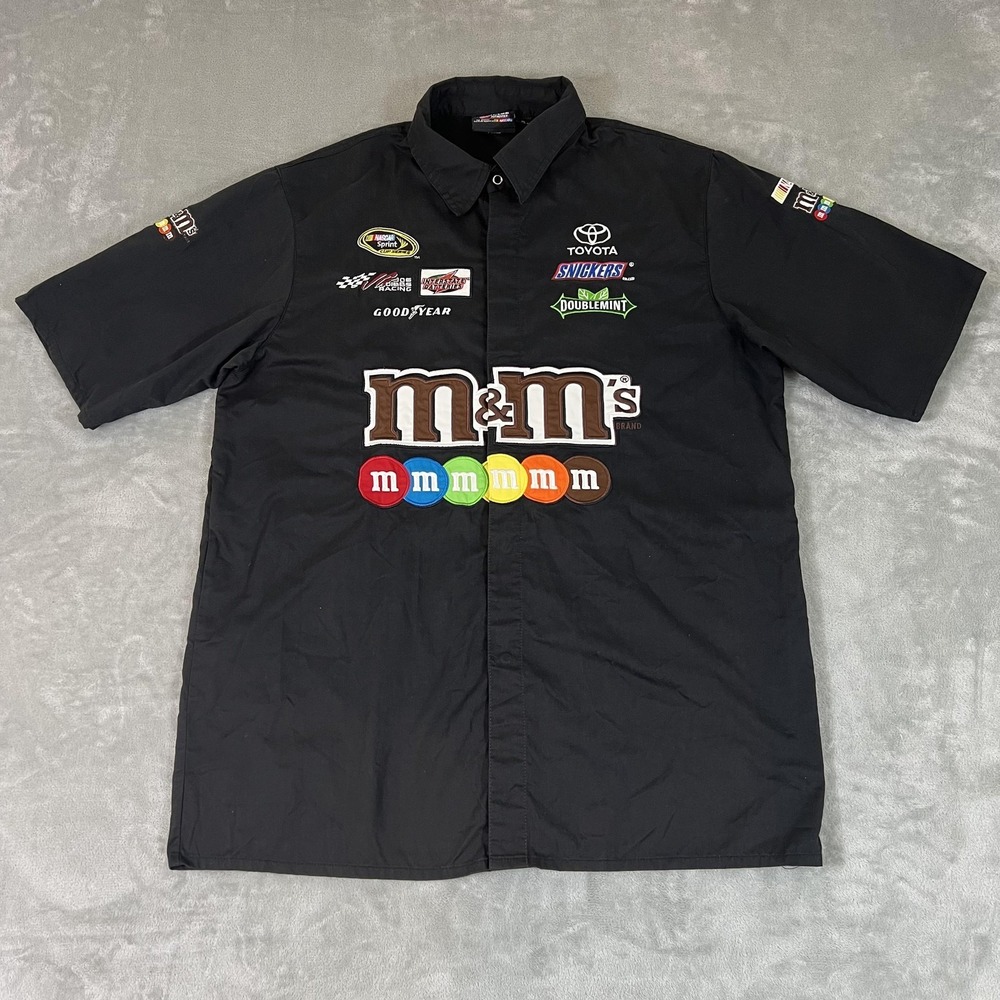 Kyle Busch Shirt Mens XL Black NASCAR Racing M&Ms Chase Authentics Pit Crew
